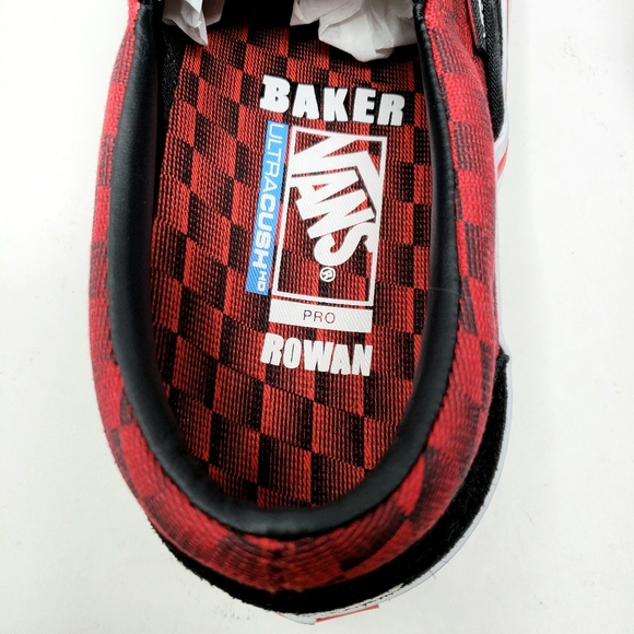 Vans Baker Rowan Speed Check Pro Black Suede Red - Picture 9 of 10